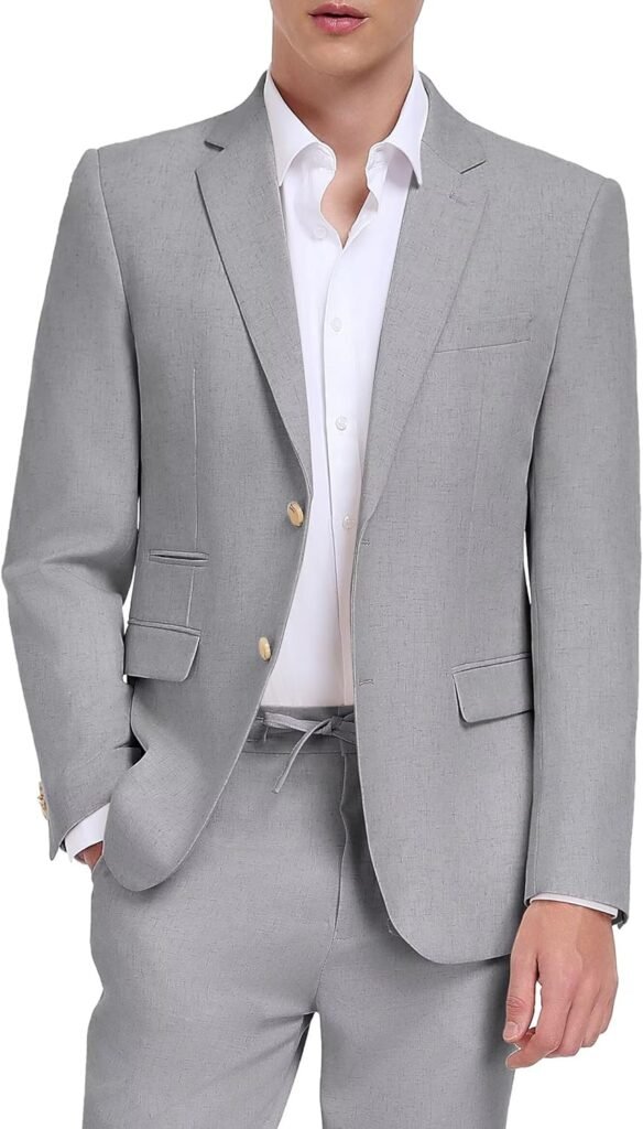 Men Linen Suits 2 Piece Summer Beach Suit Casual Holiday Outfits Lightweight Groomsmen Blazer Pants Set Wedding Prom Tuxedos