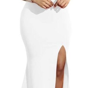 YMDUCH Women's Off Shoulder High Split Long Formal Party Dress Evening Gown