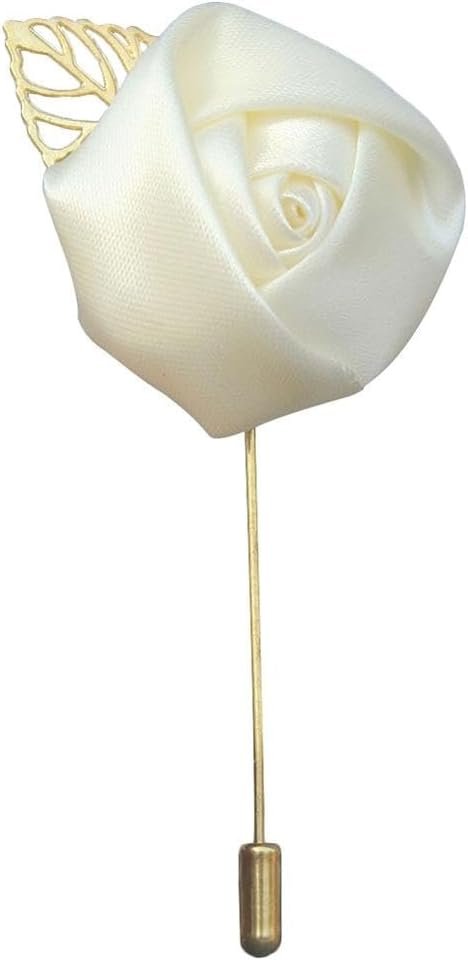 Gentleman's Suit Flower Brooch Handmade Lapel Pin Boutonniere Stick Corsage Accessory Multicolor Rose Satin Tuxedo Groom Wedding Banquet Party