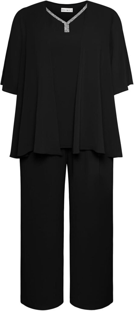 Hanna Nikole Pant Suits for Women Dressy Mother of The Bride 3 Piece Sets Wedding Chiffon Guest Outfit
