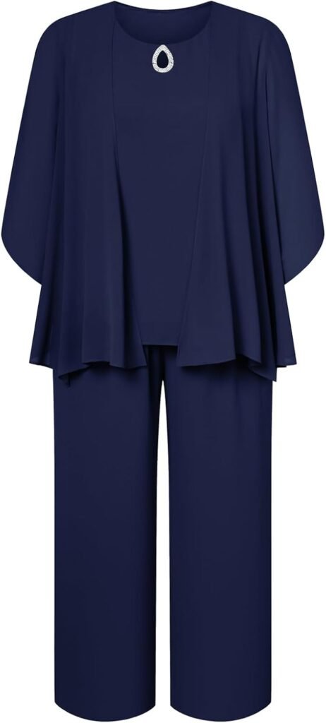 Hanna Nikole Plus Size Pants Suits 3pcs Mother of The Bride Suits for Wedding Guest