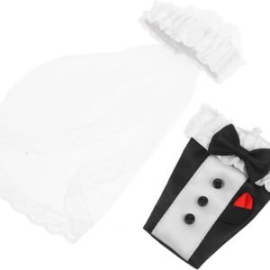 2 Pcs Bride and Groom Wine Bottle Covers Wedding Dress Decoration for Table Settings Unique Wedding Centerpieces for Engagement Parties and Bridal Showers