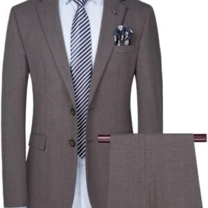 Mens 2 Piece Plaid Slim Fit Suits Business Casual Wedding Suit for Groom Groomsmen Set Pants Outfit
