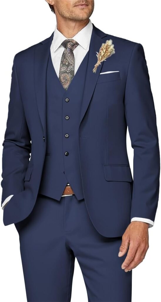 Wangyue Mens Suit 3 Piece Slim Fit Suit for Men Formal Business Suit Wedding Groom Prom Tuxedo Dinner Party