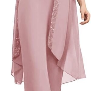 Women's 3 Pieces Mother of The Bride Pant Suits with Lace Appliques Formal Outfit Dressy Elegant Sets