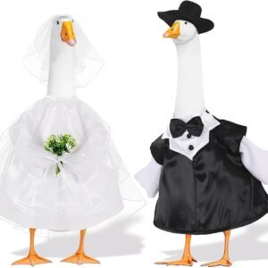 YLOLUL 2PCS Wedding Couple Goose Outfits Wedding Costume for Lawn Décor Fits Large 23" H Statue