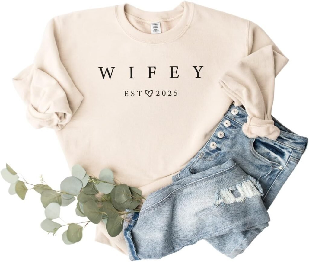 BRIDE SHIRT Just Married Wife Est 2025 Sweatshirt for Women, Honeymoon Bride Gift Womens Wedding Bridal Shower Outfits
