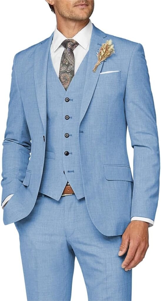 Wangyue Mens Suit 3 Piece Slim Fit Suit for Men Formal Business Suit Wedding Groom Prom Tuxedo Dinner Party