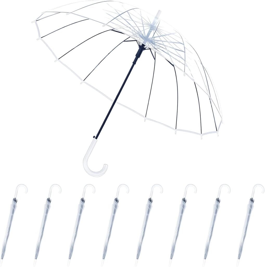 Umbrella Wedding Style Stick Umbrellas Large Windproof Bubble Umbrellas Rain Umbrellas with J Hook Handle for Bride Groom Gift