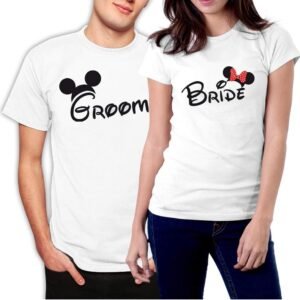 picontshirt Matching Couple Shirts Set for Groom and Bride Newlywed T-Shirts