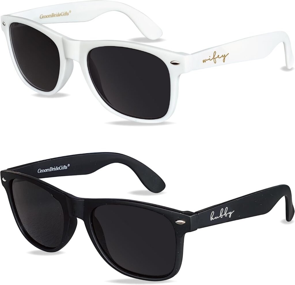 Mr&MrsGifts Bride and Groom Polarized Sunglasses Honeymoon Gifts for the Couple Groom Sunglasses for Engagement Wedding Gifts