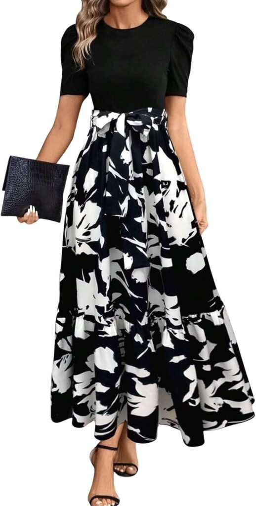 Summer Dresses for Women 2025 Business Casual Flowy Maxi Sun Dress Elegant Loose A Line Sundress