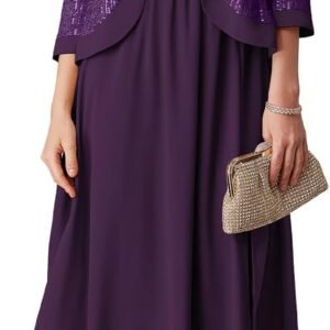 GRACE KARIN Women's Formal Dresses Mother of The Bride Dresses for Wedding Party Cocktail Dress Two Piece Dress Sequin Dress