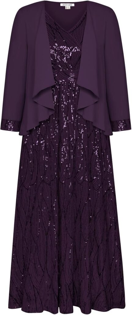 GRACE KARIN 2024 Women's Two Piece Sequin Dress with Jacket Mother of The Bride Dresses Homecoming Wedding Guest Dresses