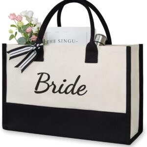 TOPDesign Canvas Tote Bag, Bridal Shower Gifts for Bride, Wedding Bachelorette Bride Gifts Shoulder Bag