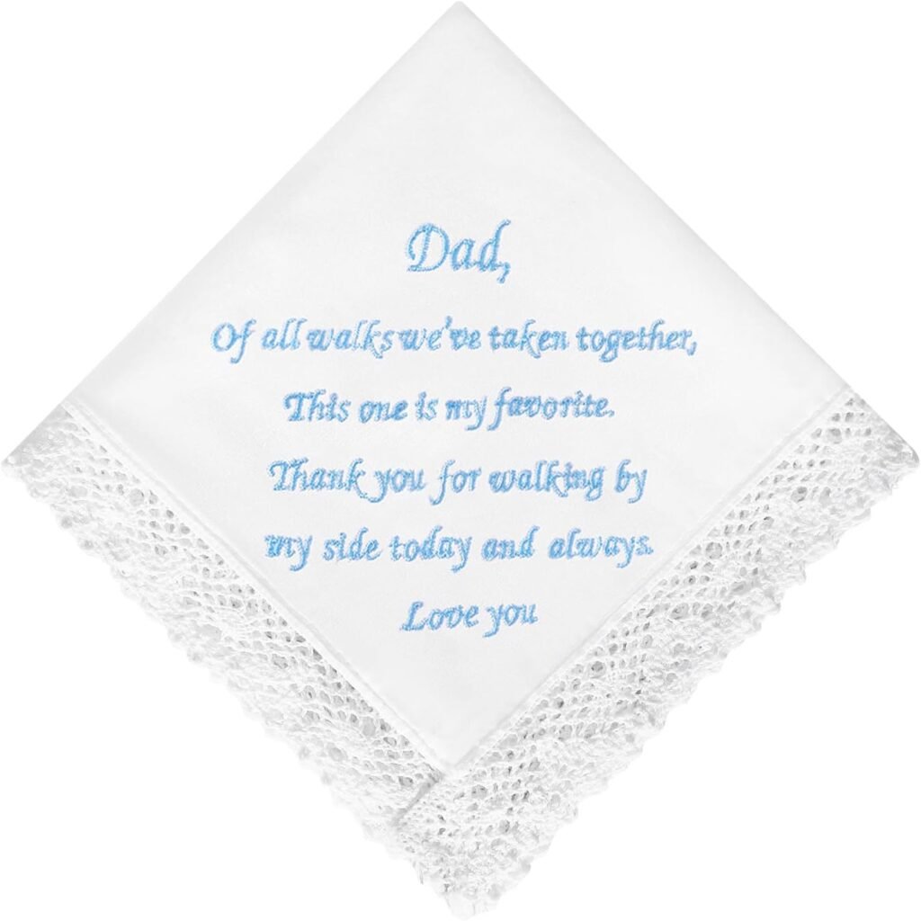 Wedding Handkerchiefs Something Blue for Bride, Mother Of The Bride Gifts Embroidered Lace Keepsake Bridal Hankies