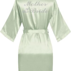 Women's Silky Robes One Size Silver Rhinestones Bride Bridesmaid Sleepwear for Wedding Party Getting Ready