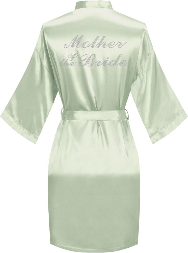 Women's Silky Robes One Size Silver Rhinestones Bride Bridesmaid Sleepwear for Wedding Party Getting Ready