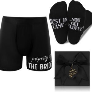 Geyoga 3pcs Groom Gift Set Wedding Gifts for Groom Include Boxer Brief Underwear Socks Wedding Gift for Husband from Bride