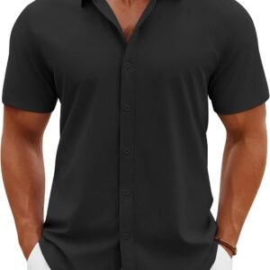COOFANDY Men's Button Down Shirts Short Sleeve Casual Summer Beach Shirts Vacation Wedding Shirts