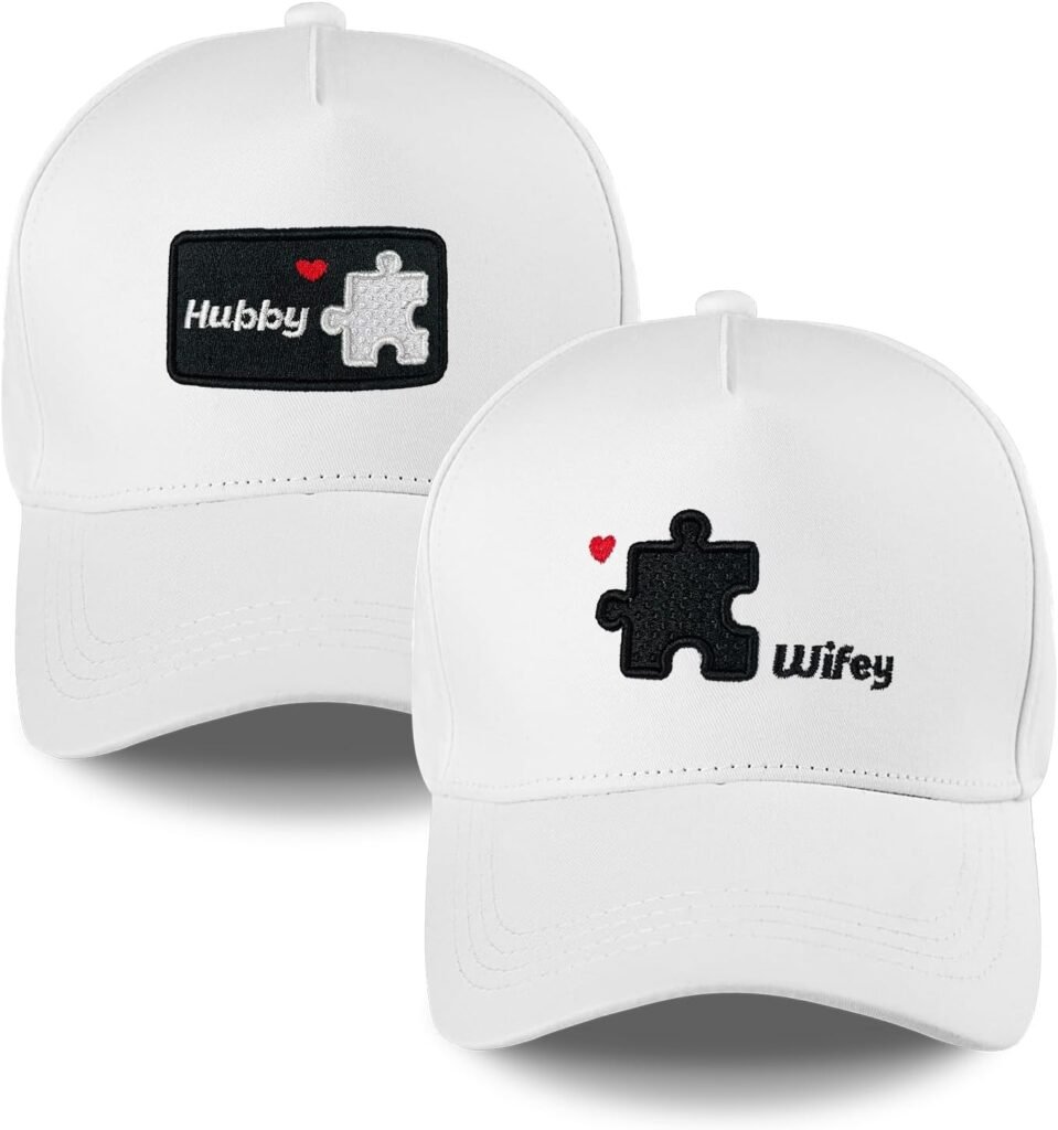 Mr & Mrs Trucker Hats - Wedding Gifts for Newlywed Couples, Embroidered Husband and Wife Matching Outfits, Bride Groom Gifts White