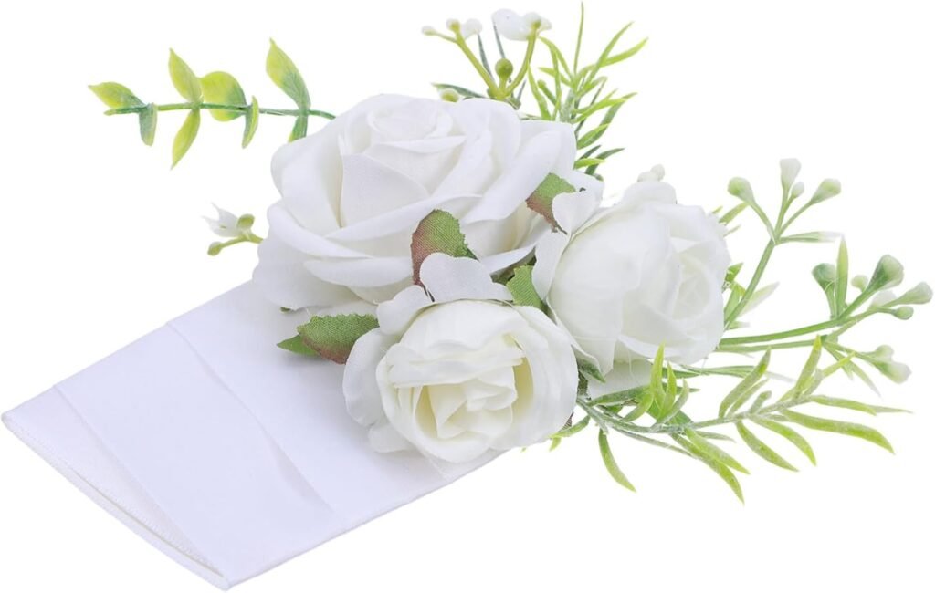 Wedding Flower Boutonniere for Men Elegant Artificial Rose Buttonhole with Sleeve for Groom and Groomsmen at Summer Weddings Formal Dinners Prom Parties