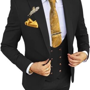 Wangyue 3 Piece Men's Suits Slim Fit Suits for Men Double Breasted Suit Men Wedding Prom