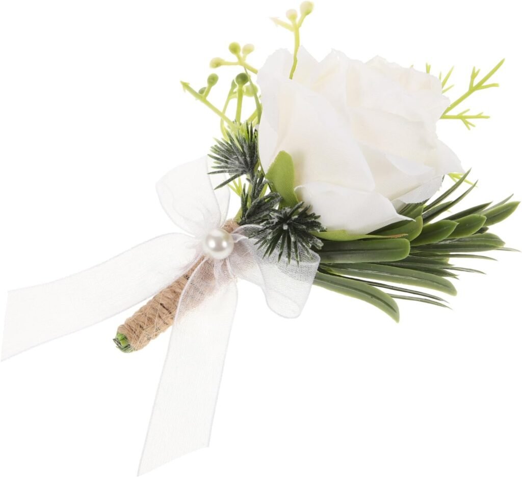 BESTYASH Artificial Wedding Boutonniere for Groom Groomsmen Elegant Faux Corsage for Weddings Anniversaries Events and Vibrant Design Easy to Attach to Any Outfit