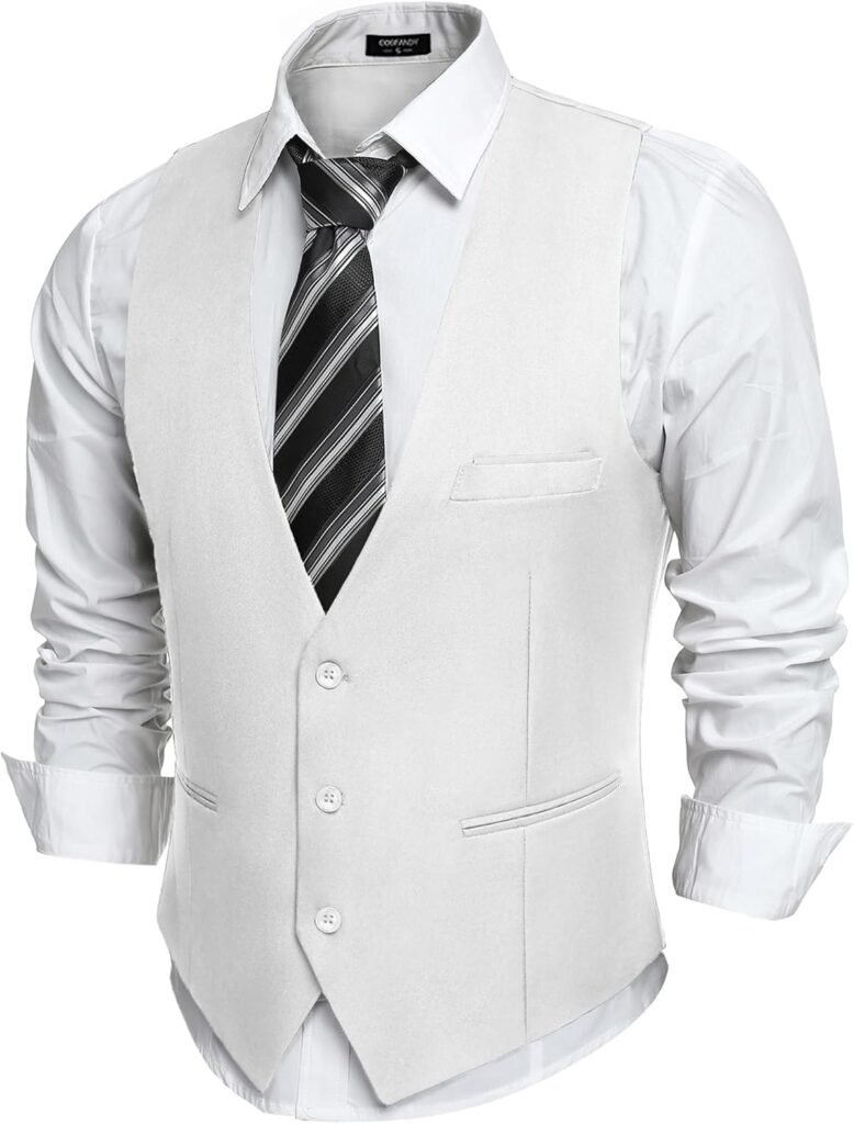 COOFANDY Men's Suit Vest Slim Fit Formal Dress Waistcoat Casual Business Vests for Suit or Tuxedo