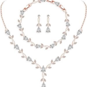 GZWHD Wedding Jewelry Sets for Bride Bridesmaid Women Cubic Zirconia Necklace Earrings Bracelet Set Gift for Mother Friend Wife Daughter Sister Party Prom Jewelry