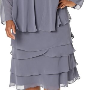 S.L. Fashions Women's Plus Size Two Piece Embellished Jacket Dress