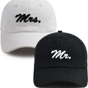 2PCS Mr Mrs Baseball Hats for Men Women, Newlywed Honeymoon Wedding Gifts, Funny Adjustable 3D Embroidered Hat Couples Set