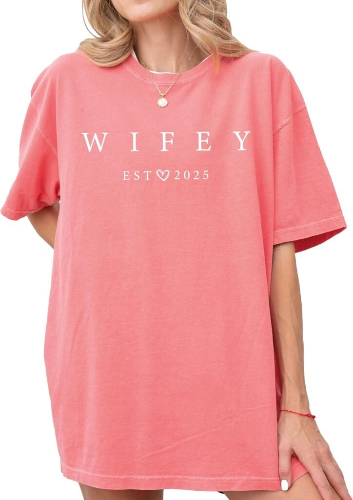 Just Married Wife Est 2025 Shirt, Bride Shirt for Women, Honeymoon Bride Gift, Womens Wedding Bridal Shower Outfits