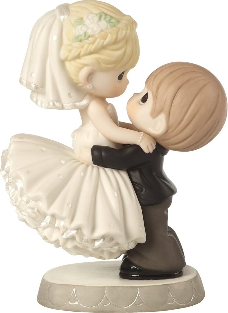 Precious Moments 172007 Best Day Ever Bride & Groom Bisque Porcelain Figurine & Wedding Cake Topper , White