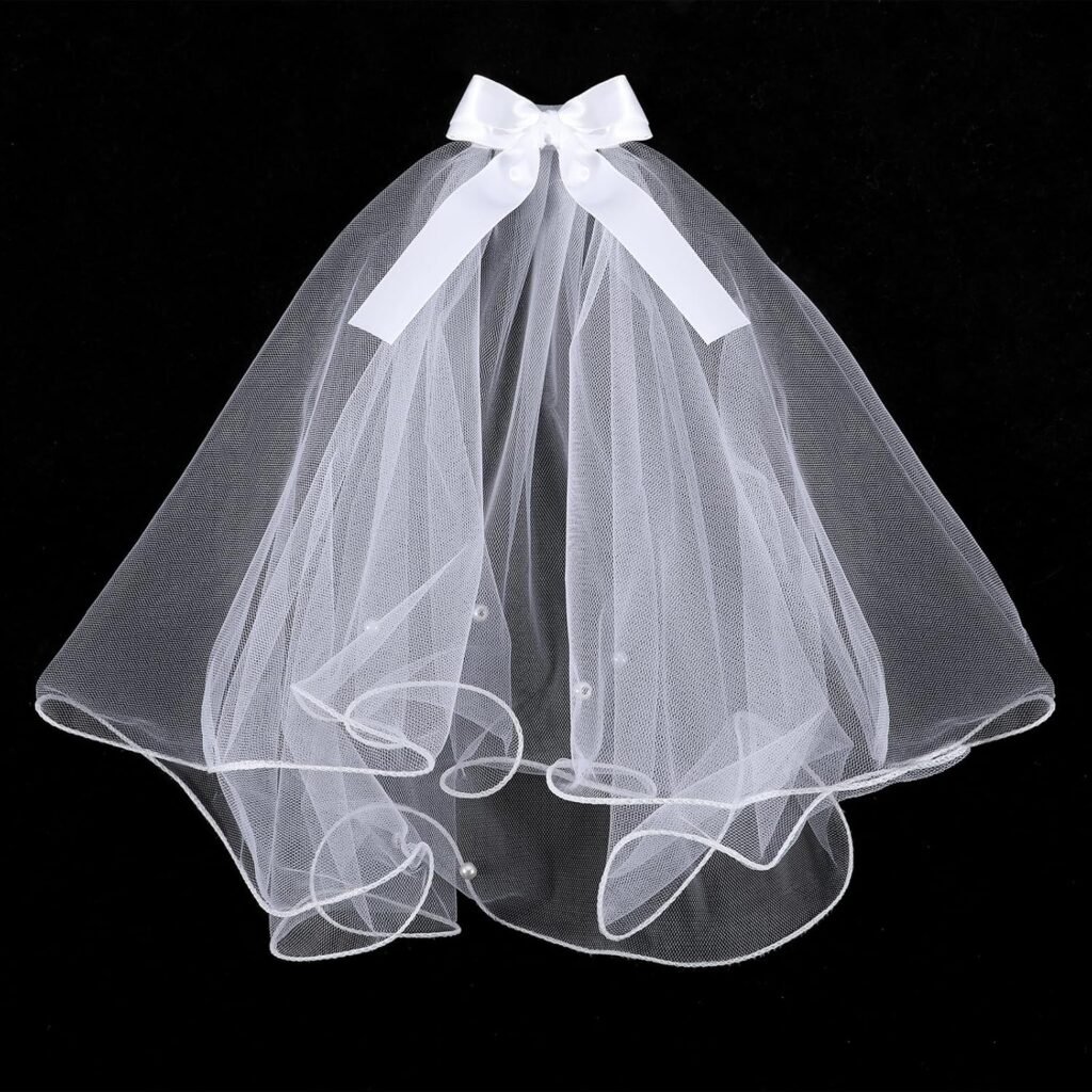 Dog Bow Veil, Pet Wedding Veil with Clip White Dog Wedding Veil Dres Handmade Dog Bride Headwear Costume Small Dog Wedding Outfit Hair Accessories for Birthday Wedding Party Decorations
