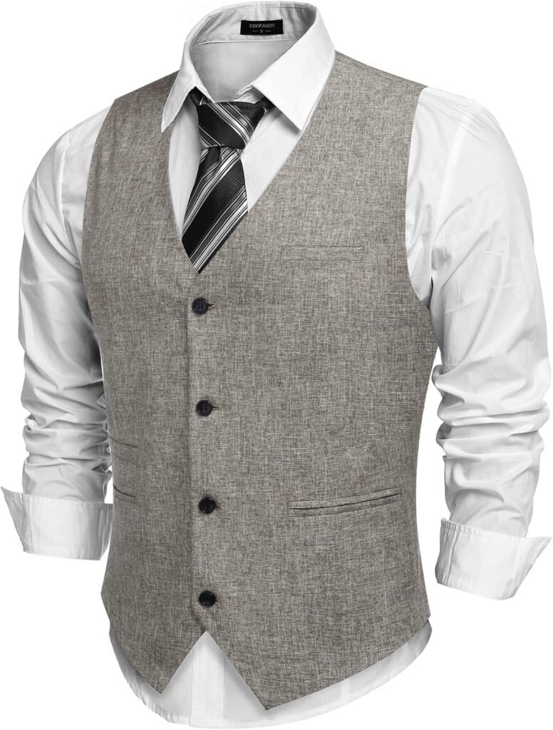 COOFANDY Men's Casual Business Vests Lightweight Waistcoat Slim Fit Suit Vest